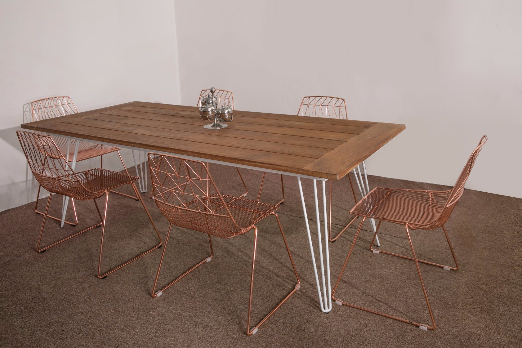 Event Planning Modern Hairpin Metal Legs Teak Wood Dining Table For ... pertaining to