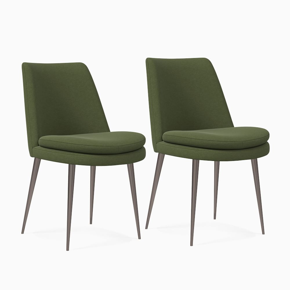 Finley Low Back Dining Chair, Set Of 2, Performance Velvet, Tarragon ... throughout