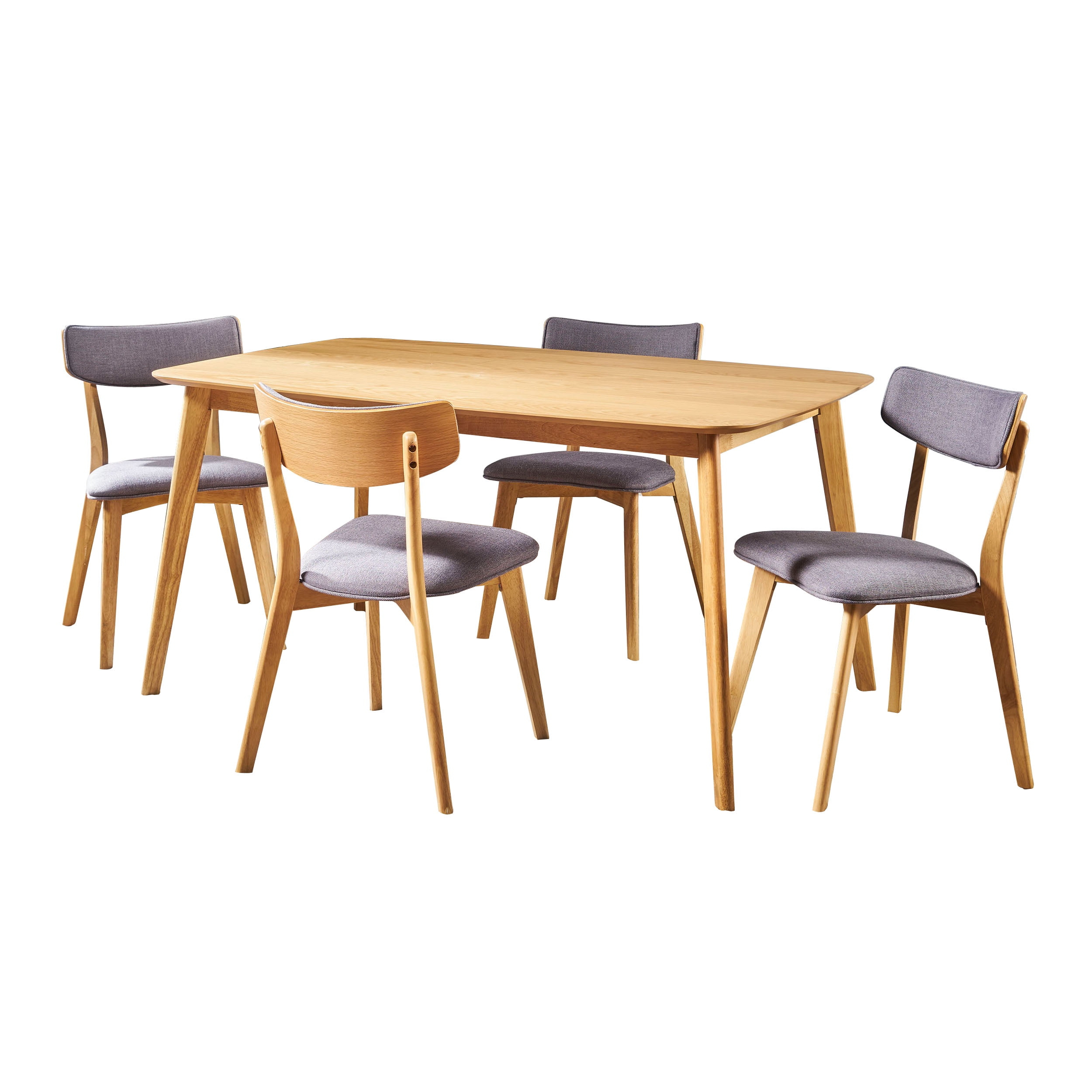 Gdf Studio Aman Mid Century Natural Oak Finished 5 Piece Wood Dining ... throughout