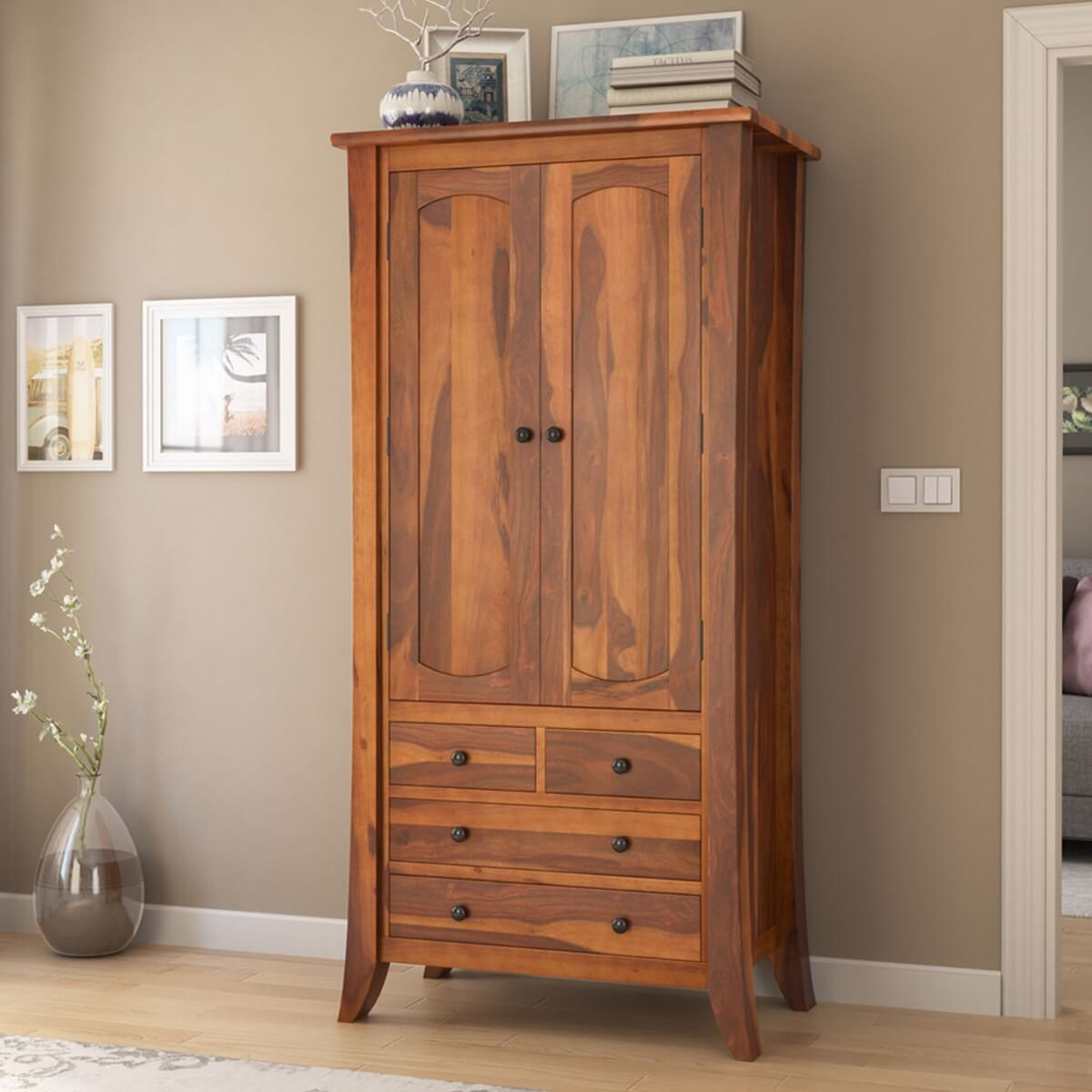 Georgia Rustic Solid Wood Wardrobe Armoire Closet With 4 Drawers with Caring for Your Dark Rustic Solid Wood Wardrobe A Lasting Investment