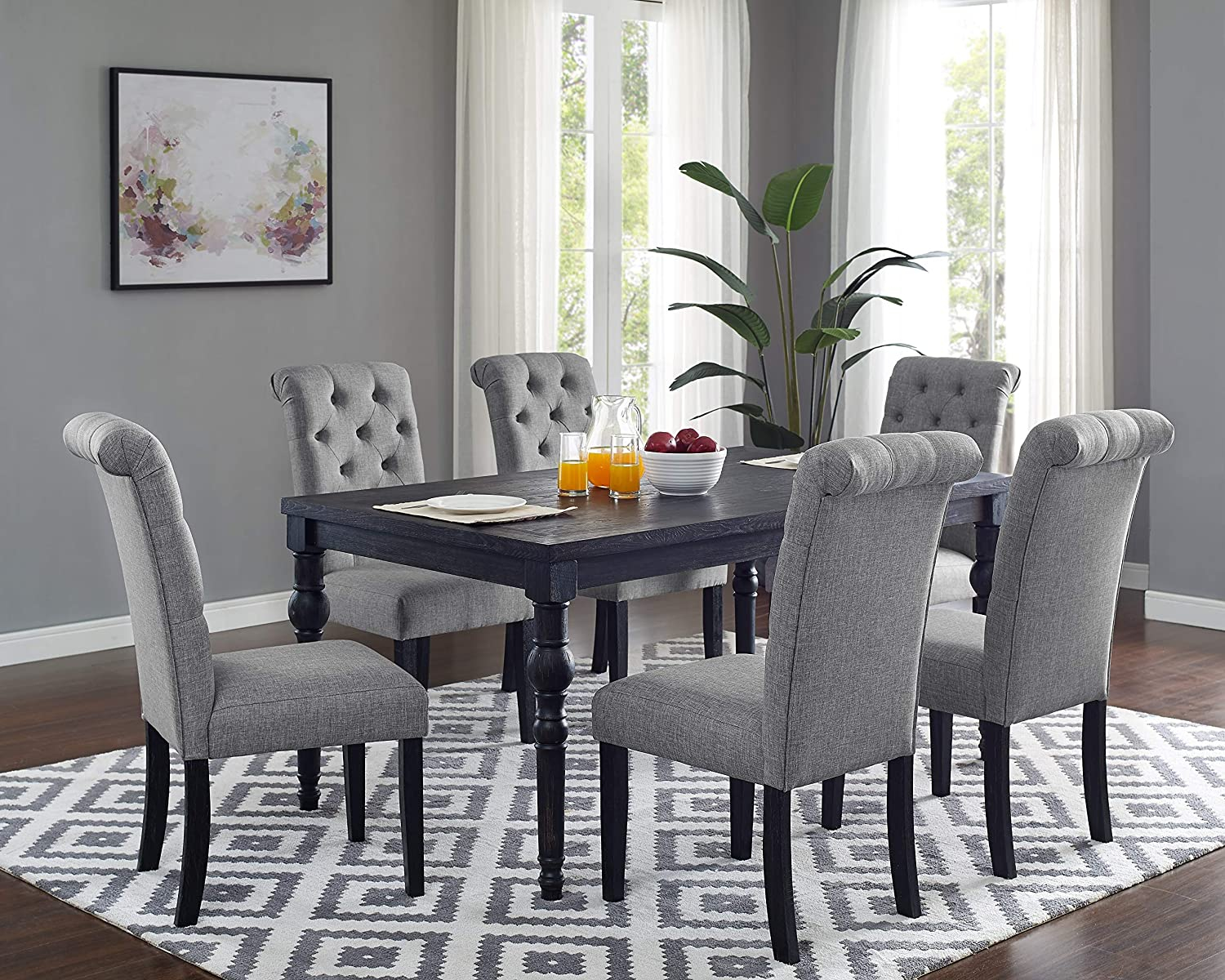 Gray Dining Room Chairs in The Durability and Design of the Yves Grey Dining Set with Six Chairs