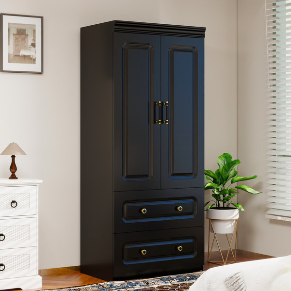 Lark Manor™ 2-Door Solid Manufactured Wood Armoire Wardrobe Closet With ... with