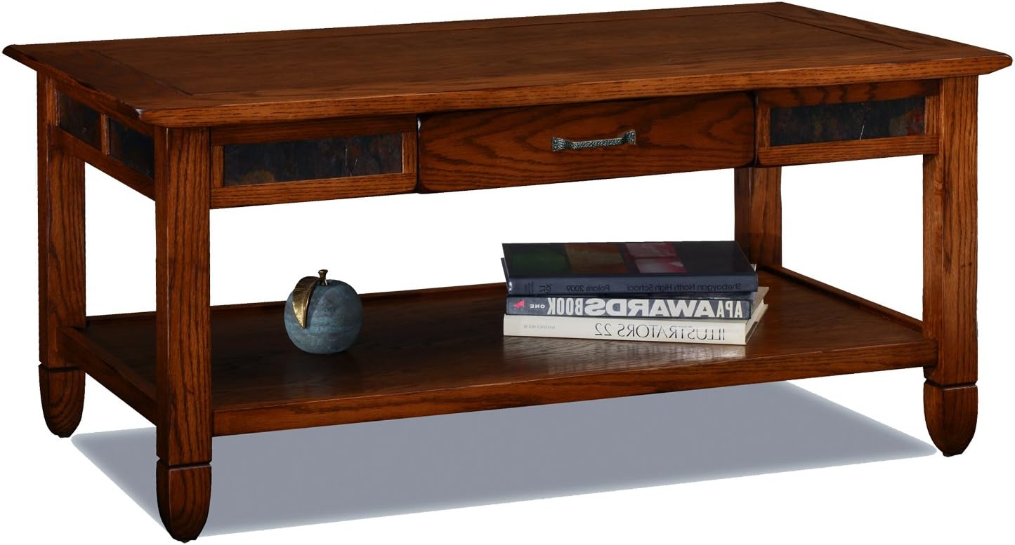 Leick 10904 Furniture Slatestone Collection Coffee Table, Rustic Oak ... within