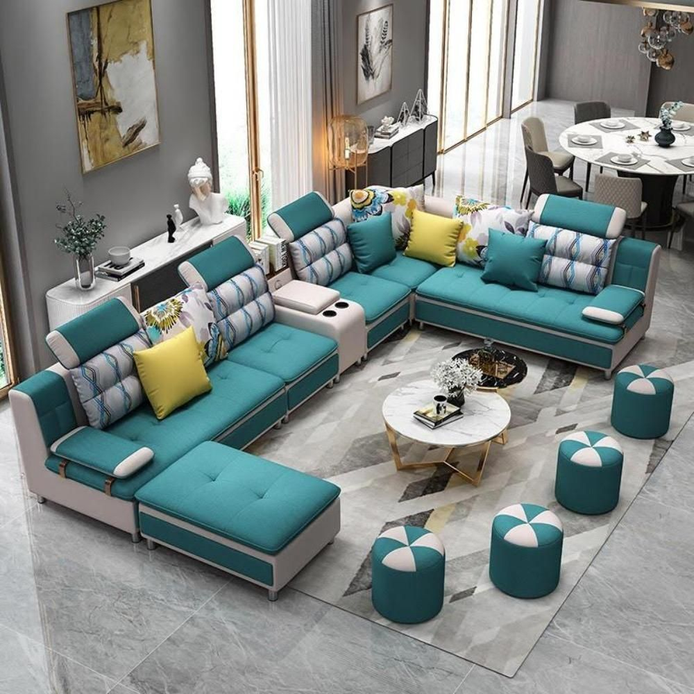 Luxury Modern U Shaped Sectional Fabric Sofa Set With Ottoman | My ... pertaining to The Versatility of U-Shaped Sectional Sofas in Modern Homes