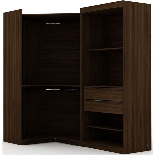 Manhattan Comfort Mulberry 2-Pc Wood Open Sectional Corner Closet Set ... throughout The Enduring Appeal of the Mulberry Open 2 Sectional Closet in Classic Brown