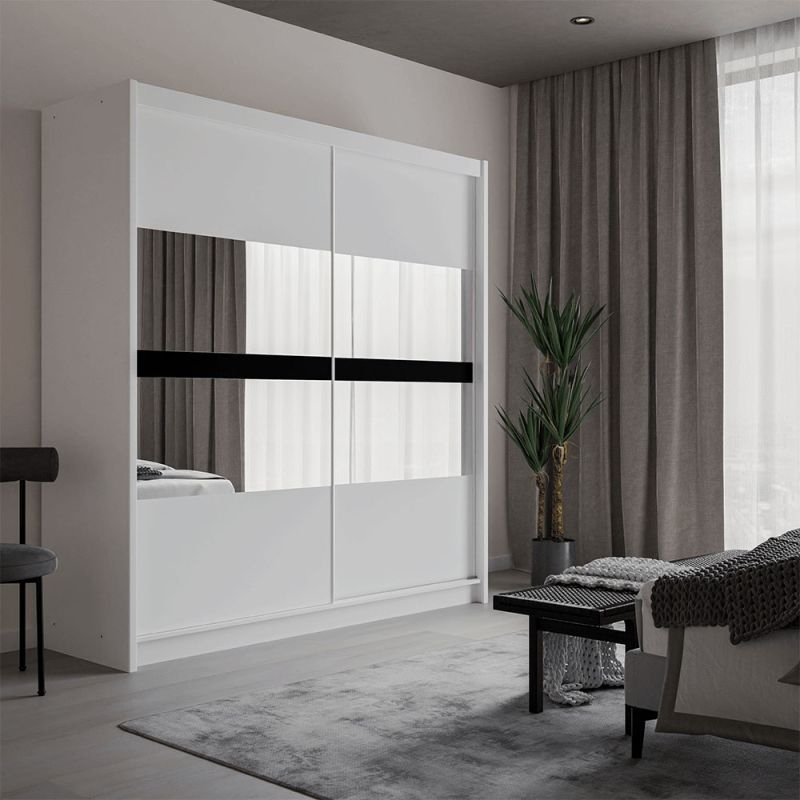 Monaco White Sliding Wardrobe 2 Door | 203Cm in