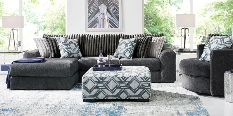 Moreau Street Black 6 Pc Sectional Living Room in