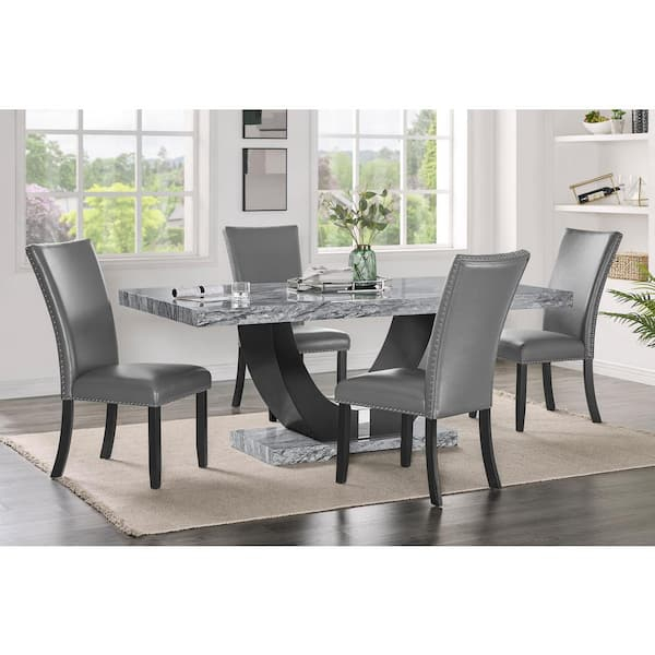 Harmonizing Your Space with the Lyra 5-Piece Gray Wood Dining Ensemble
