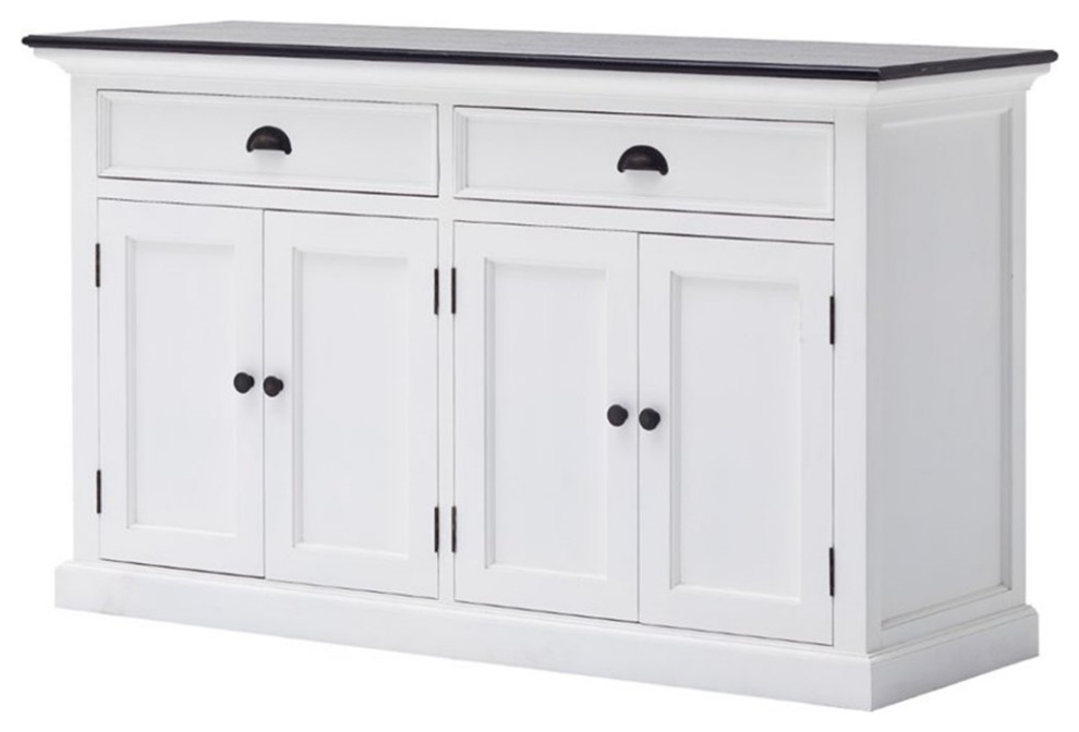 Pemberly Row Contrast Classic Buffet In Pure White And Black - Buffets ... within