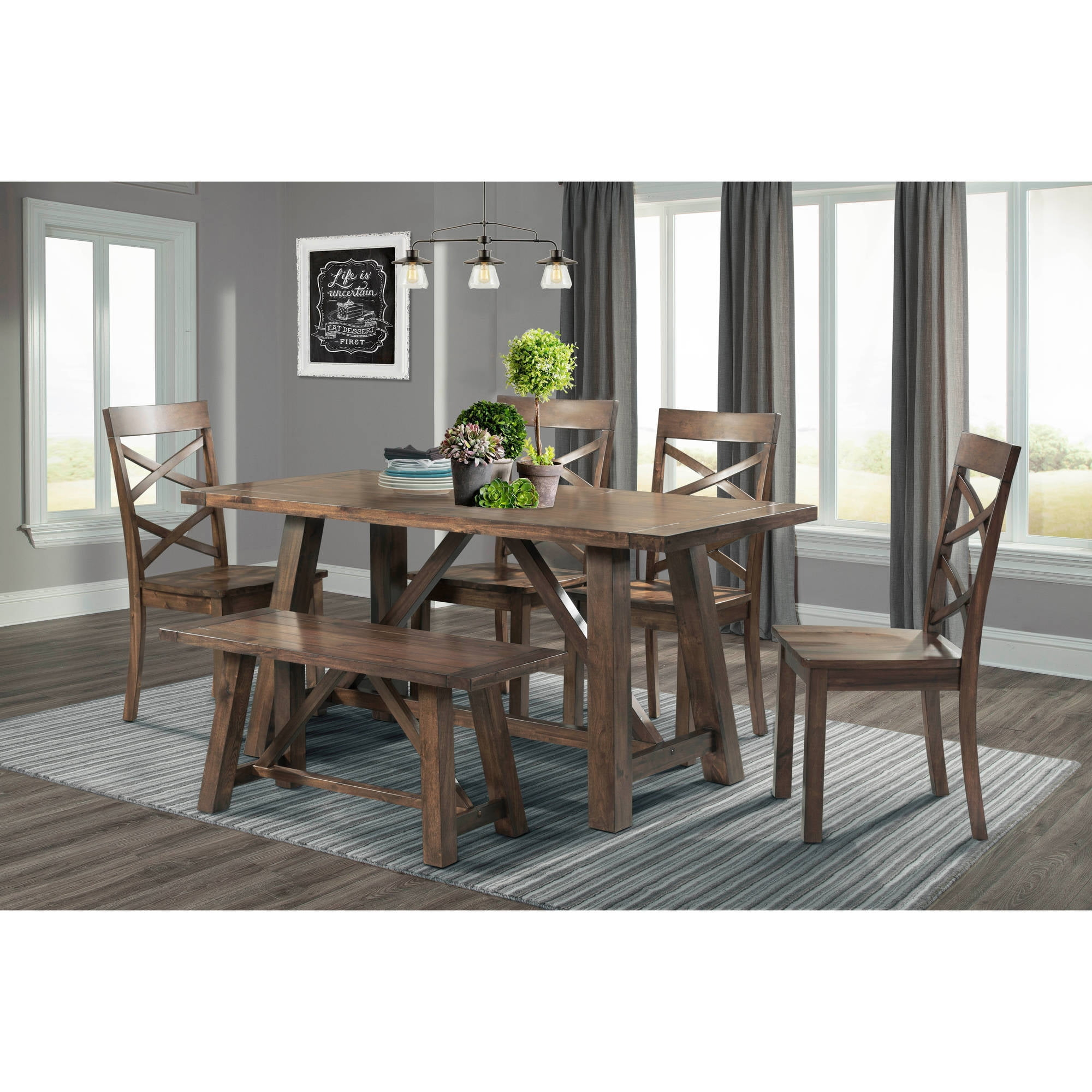 Picket House Furnishings Regan 6-Piece Dining Set, 4 Side Chairs ... within