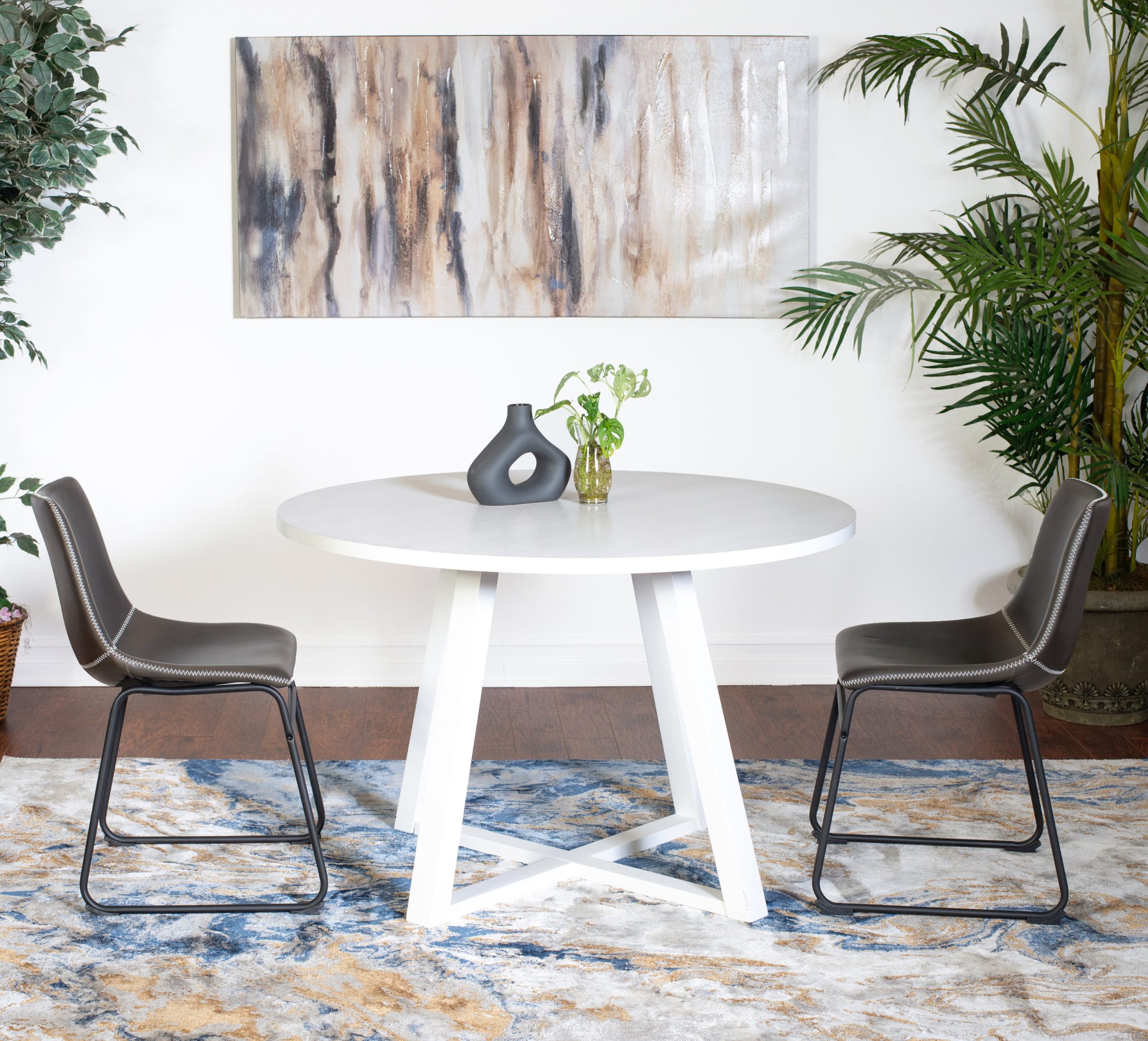 Roundhill Furniture Varna 3-Piece Round Dining Set, Trestle Dining ... pertaining to