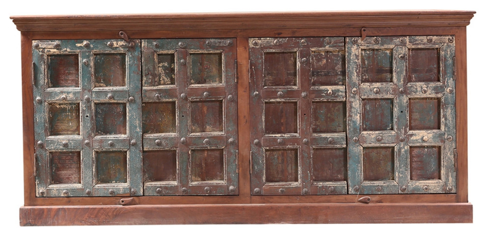 Rustic Antique Solid Wood 4 Door Sideboard - Rustic - Buffets And ... regarding Why Reclaimed Solid Wood is a Sustainable Choice for Sideboards