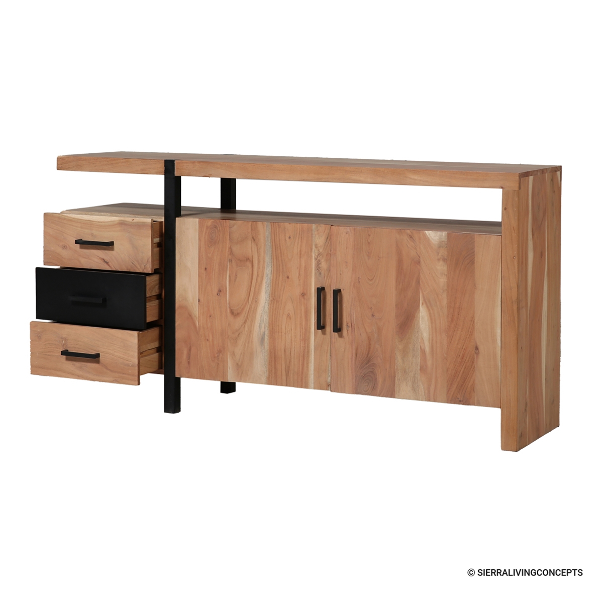 Storyford Modern Rustic 3 Drawer Industrial Credenza throughout