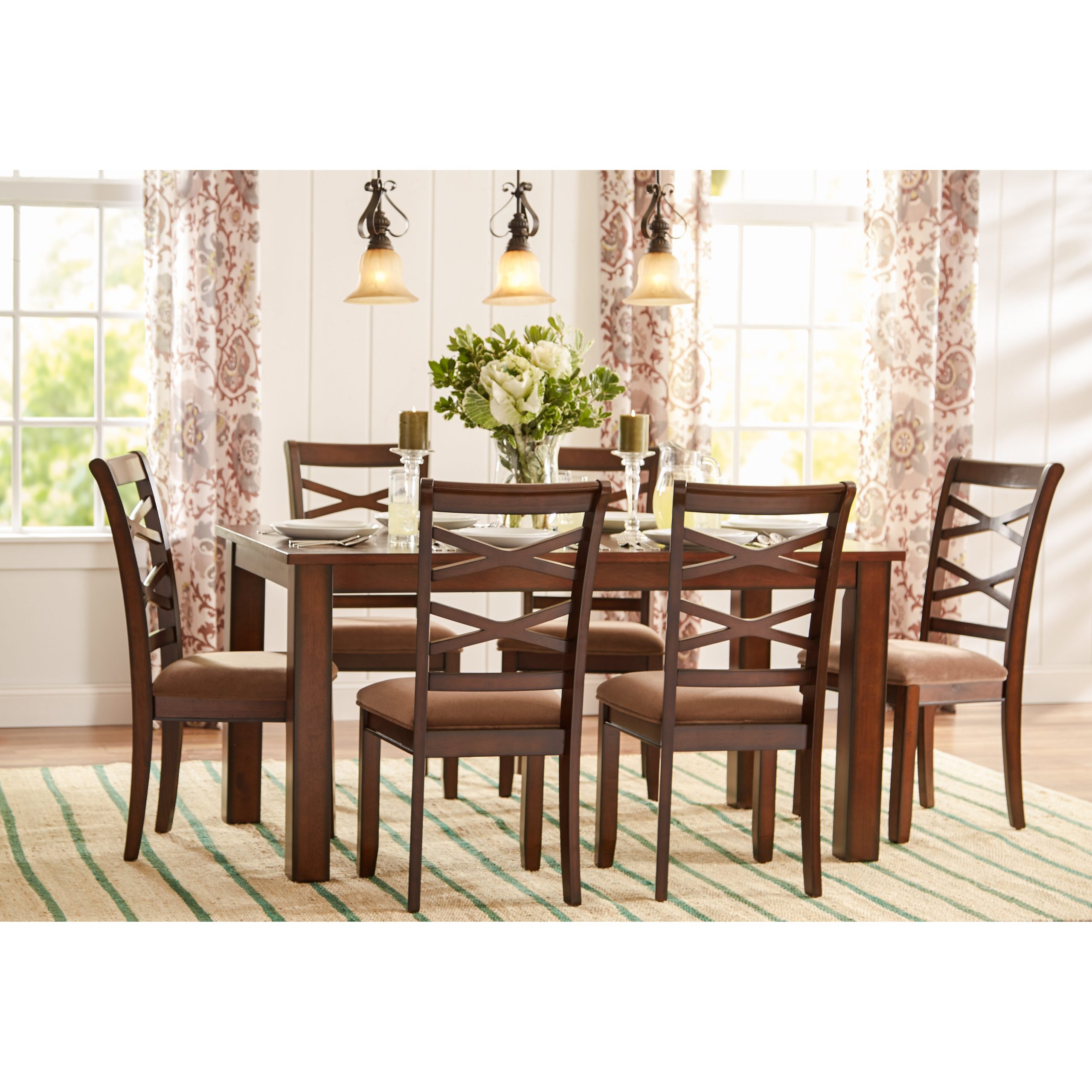 Three Posts Crossback 7 Piece Dining Set &amp;amp;Amp; Reviews | Wayfair.ca pertaining to