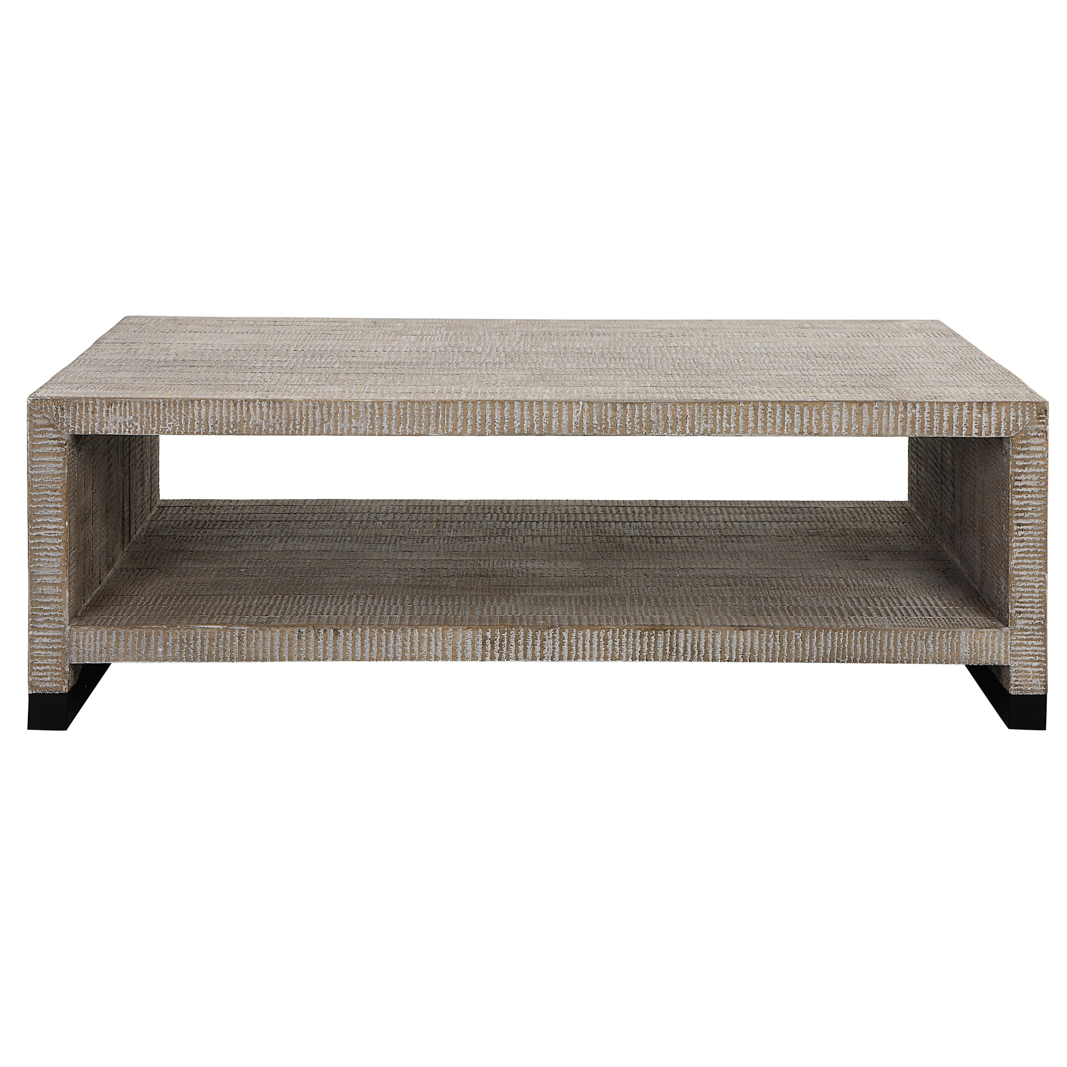 Uttermost Bosk 25285 Rustic White Washed Coffee Table With Open ... in Integrating the Safavieh Klarysa White Washed Coffee Table into Your Interior Design