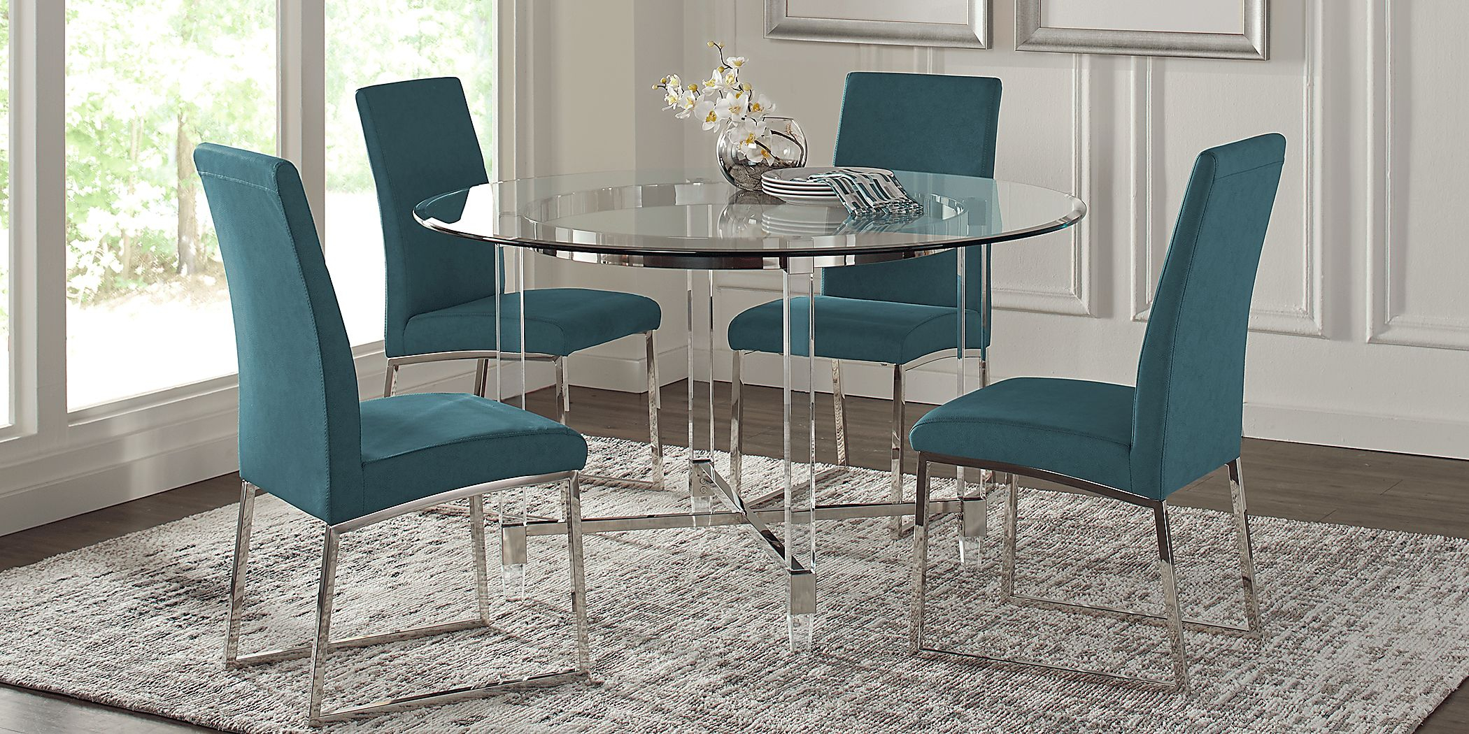 Varna 5 Pc Silver Gray Ocean Blue Dining Room Set | Rooms To Go with Understanding the Craftsmanship Behind the Varna Round Dining Set