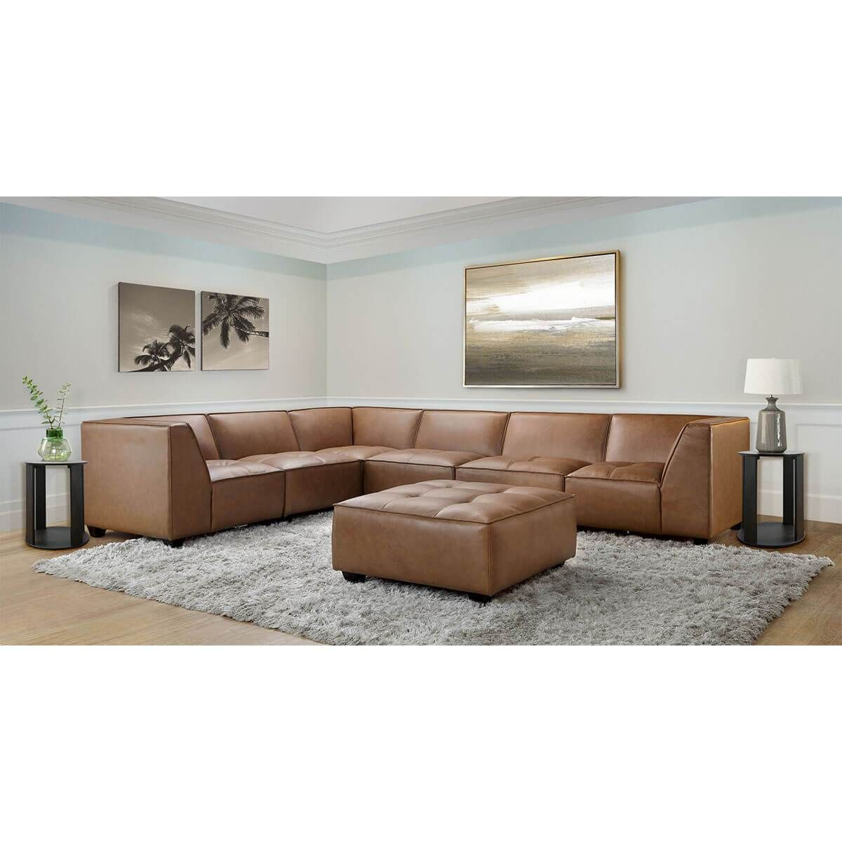 Wallingford 7 Piece Leather Modular Sectional With Ottoman intended for How to Arrange a 7-Piece Modular Sectional for Maximum Impact