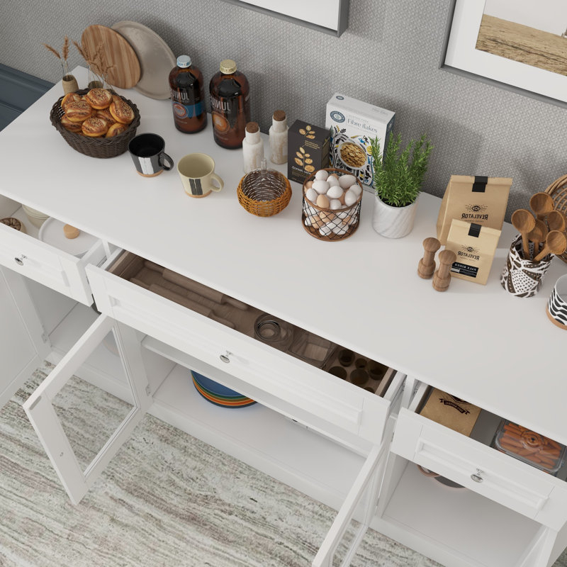 Winston Porter 4-Door 3-Drawer Dining Sideboard Buffet Cabinet ... pertaining to