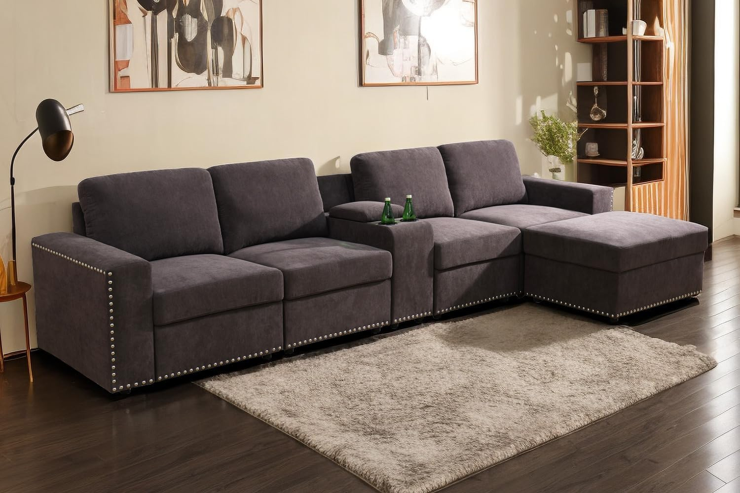 Amazon.com: A Ainehome Modular Living Room Furniture Sets Brown L ... pertaining to Your Blueprint for Relaxation the Ollie Brown L-Shaped Sofa