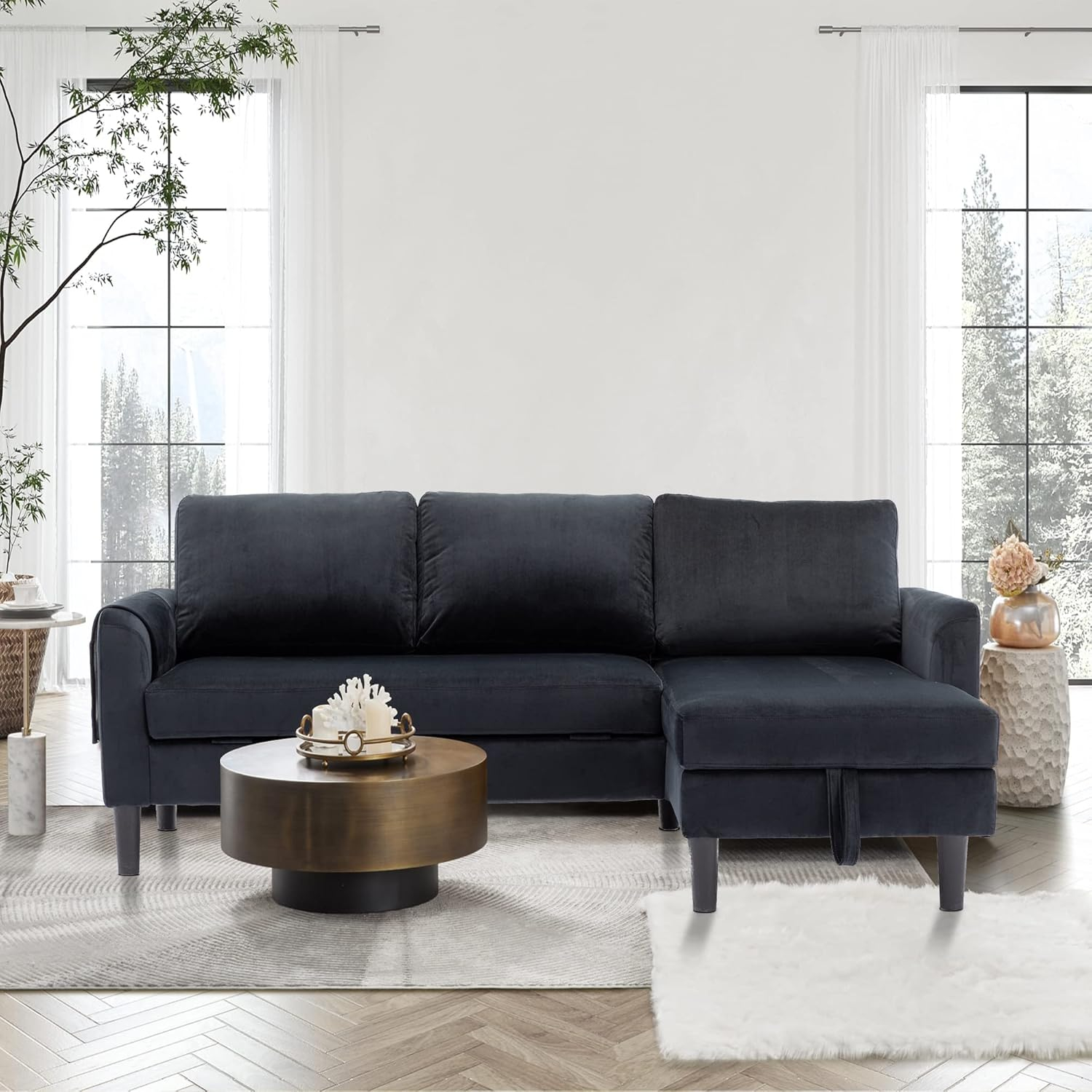 Amazon.com: Hdxdkog L Shaped Sectional Sofa 72&amp;quot; Sectional Sleeper ... with Transforming Your Living Space with a Black Modular L-Shaped Sectional