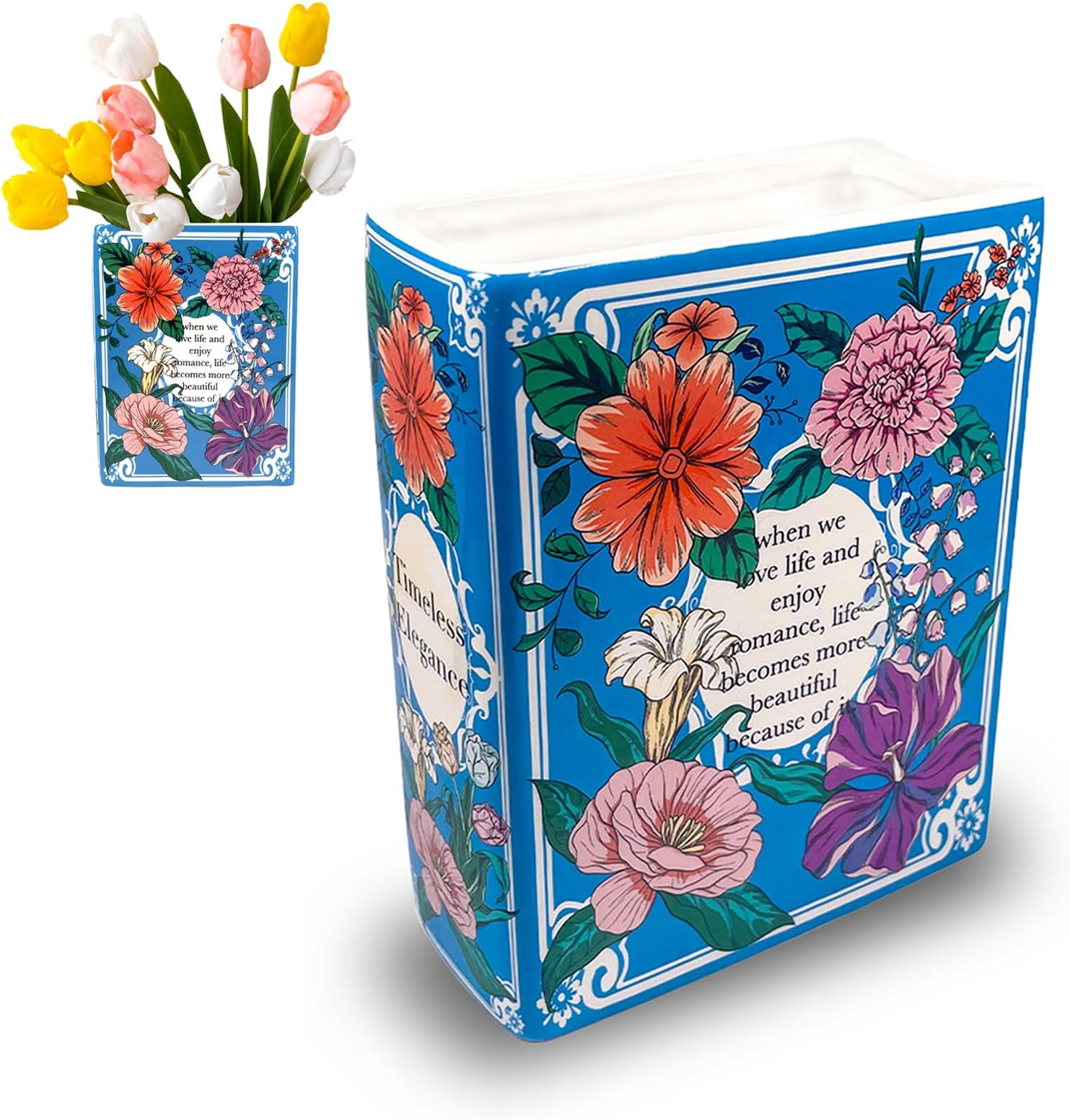 Amazon.com: Steel Mill &amp;amp;Amp; Co Book-Shaped, Ceramic, Decorative Vase ... inside