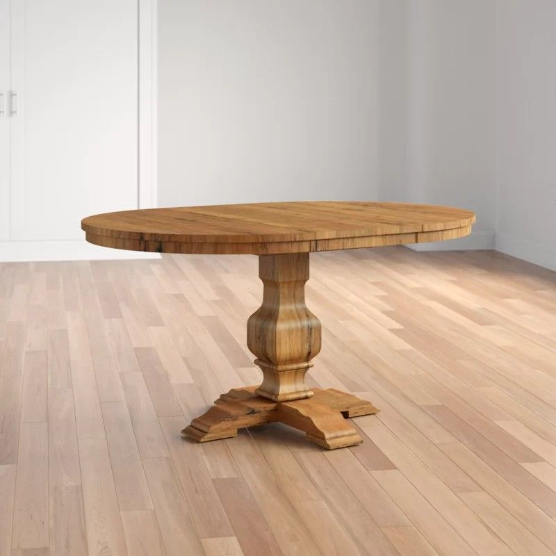 Arisa Extendable Solid Wood Pedestal Dining Table | Dining Table ... regarding Understanding the Durability and Style of Wood Pedestal Dining Tables