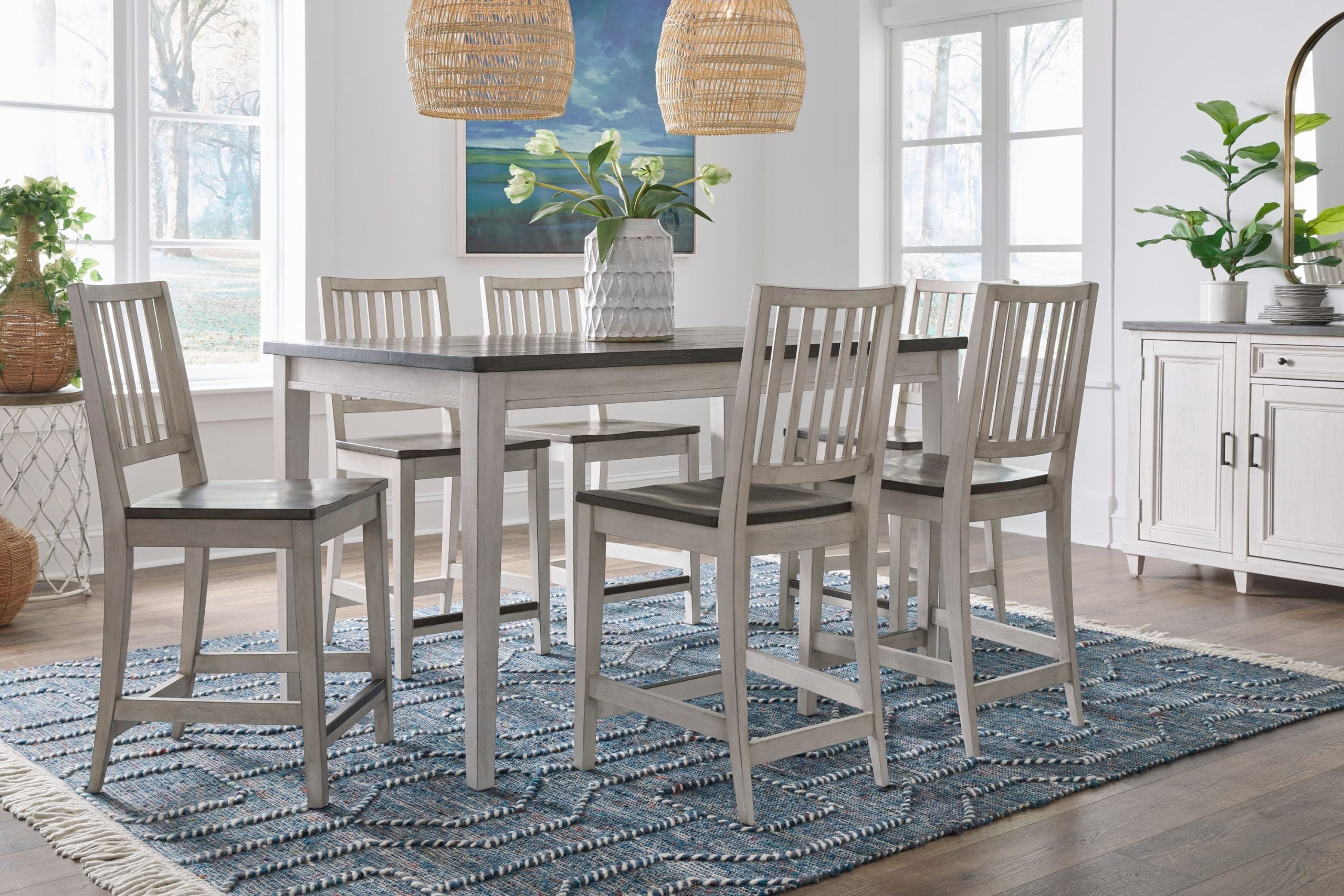 Aspenhome Caraway I248-6050Sx6+I248-6052X1 Farmhouse 7-Piece Counter ... within