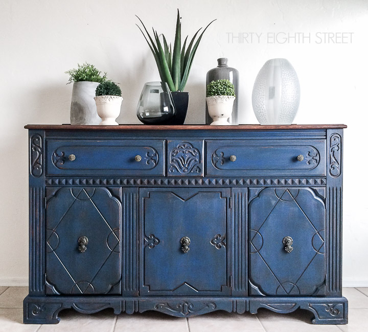 Blue Painted Buffet Makeover - Thirty Eighth Street regarding Unveiling the Charm of Your Painted Peacock Blue Buffet Cabinet