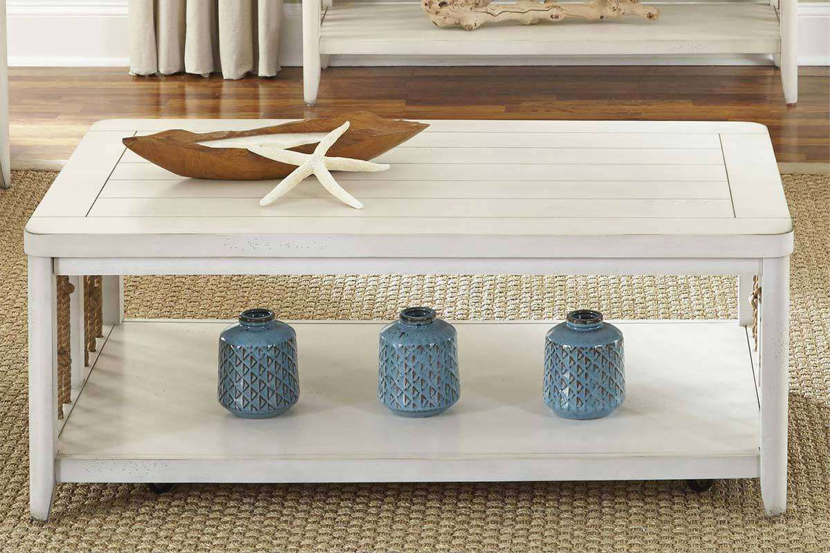 Bridgeport Nautical Beach Theme White Coffee Table With Rope Accents In ... throughout Achieving Effortless Style with a Lambert White Coffee Table