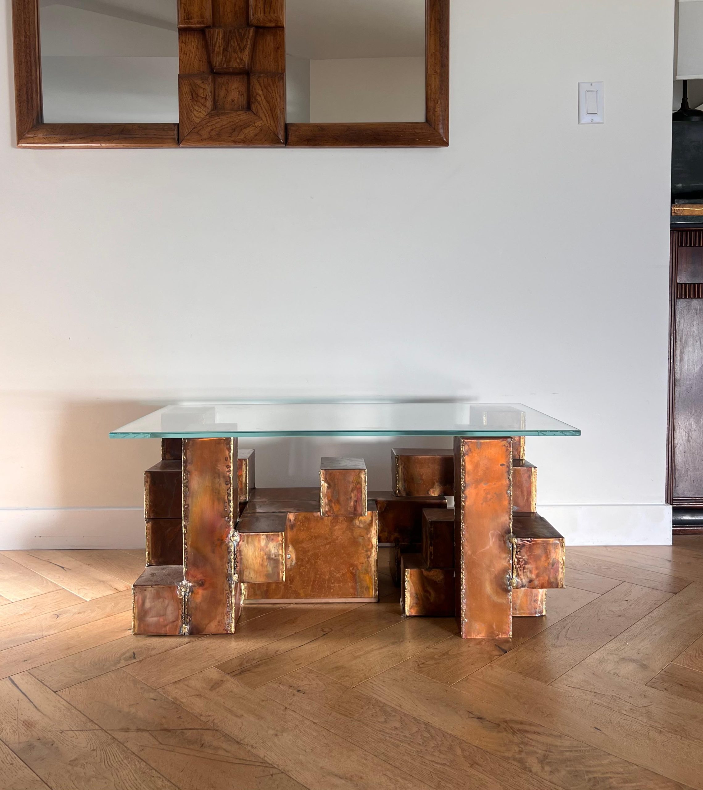 Brutalist Welded Coffee Table In Oxidized Copper, Circa 1970 For Sale ... throughout