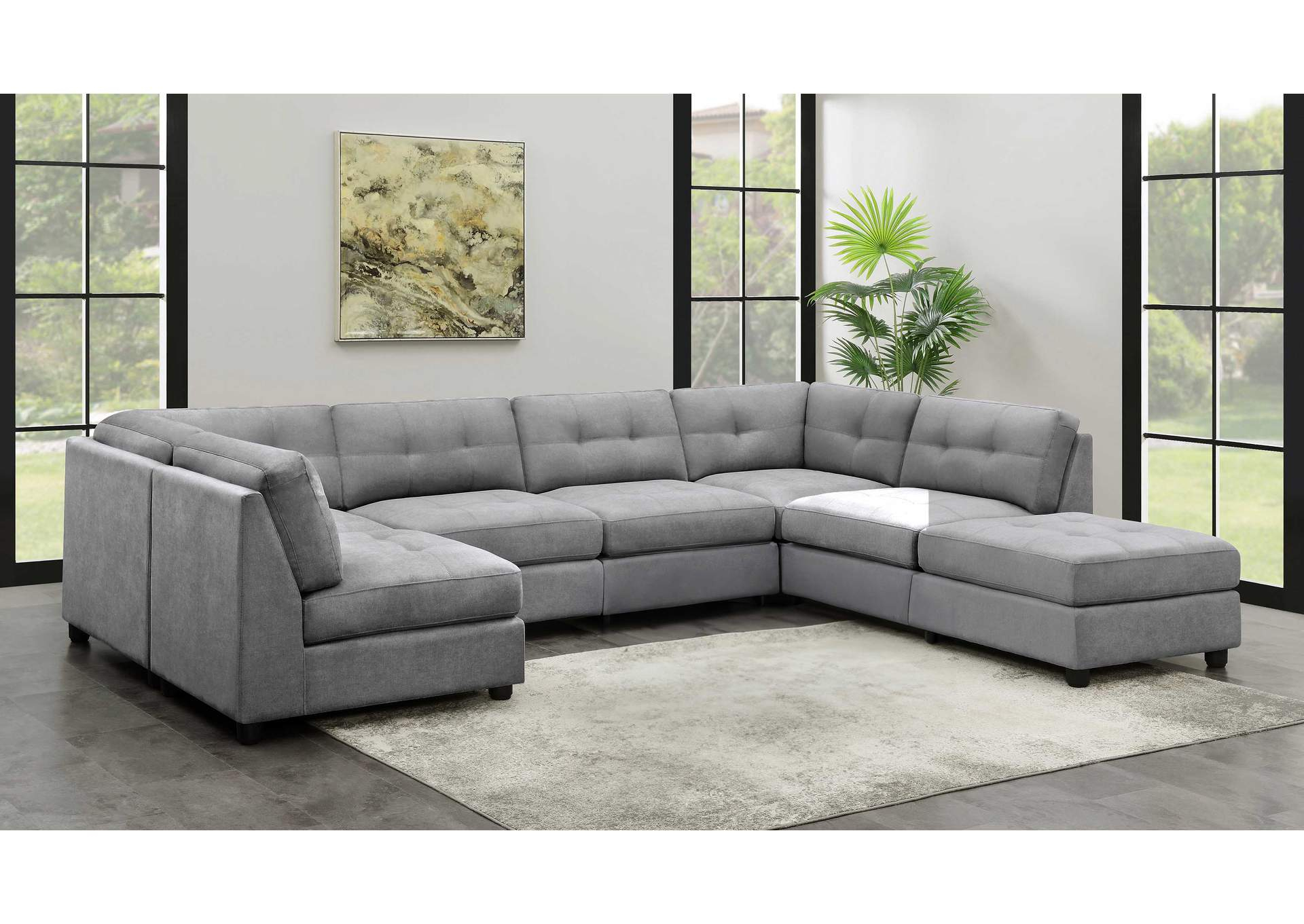 Claude 7-Piece Upholstered Modular Sectional Sofa Dove regarding Designing with Upholstered Sectional Sofas Bringing Style and Comfort Home