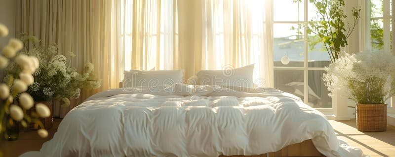Creating A Serene Atmosphere Relaxing Bedroom With Crisp White Bedding ... with regard to