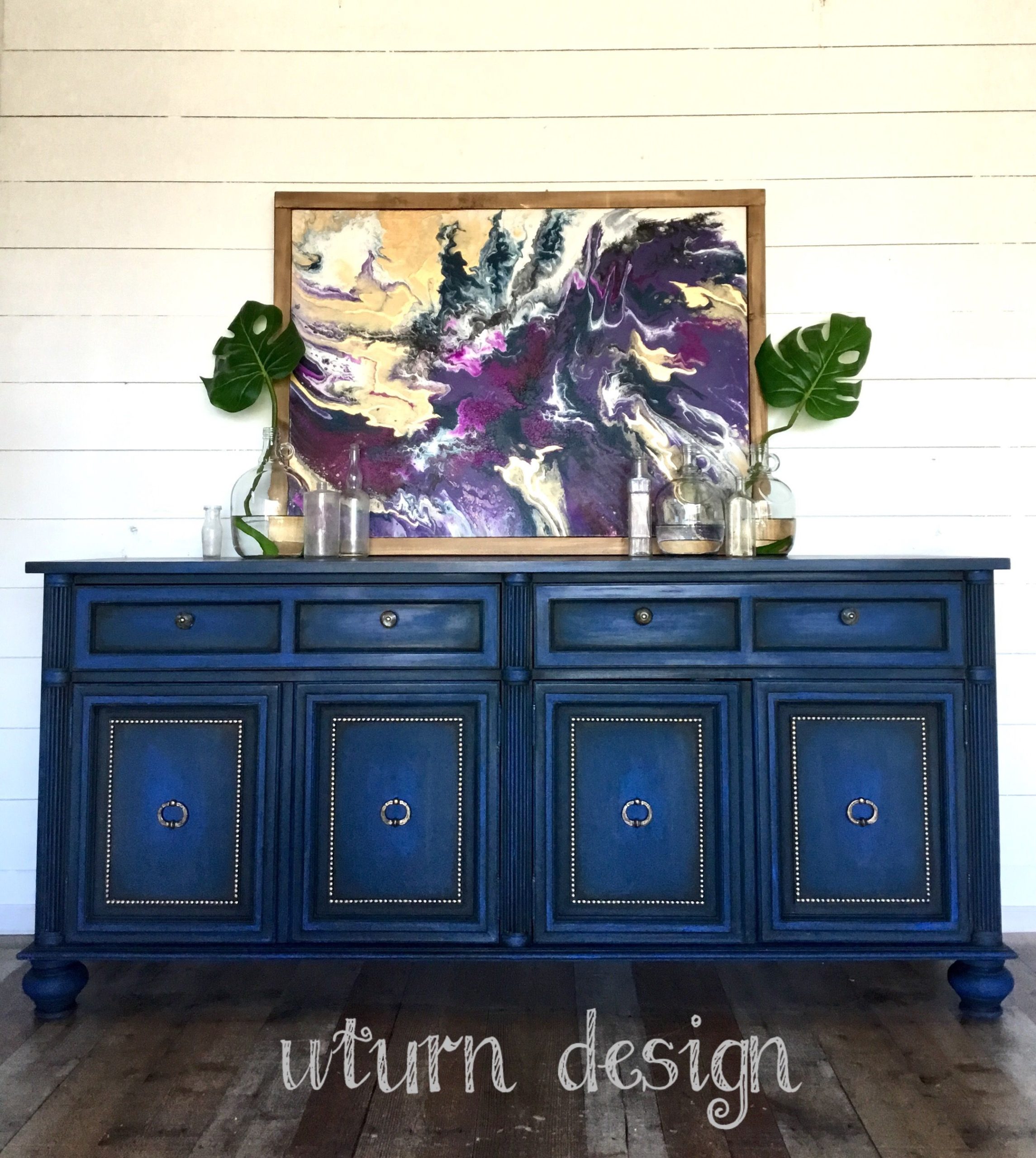 Dark Blue Buffet Cabinet By Uturn Design | Blue Painted Furniture ... with regard to Unveiling the Charm of Your Painted Peacock Blue Buffet Cabinet
