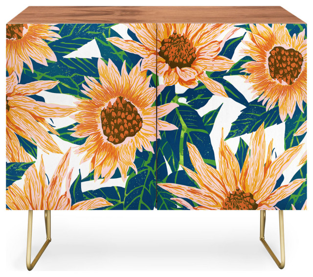 Deny Designs Blush Sunflowers Credenza - Midcentury - Buffets And ... inside Finding the Perfect Placement for Your Deny Designs Walnut Credenza