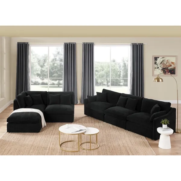 Dropship 6-Seats Modular L-Shaped Sectional Sofa With Ottoman,10 ... in Transforming Your Living Space with a Black Modular L-Shaped Sectional