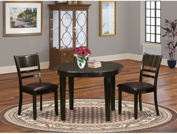 East West Furniture Llc Rubber Wood 3-Piece Modern Round Dining Set - A ... inside Discover Timeless Elegance How East West Furniture&amp;#039;s Cappuccino Chairs Elevate Your Dining Space