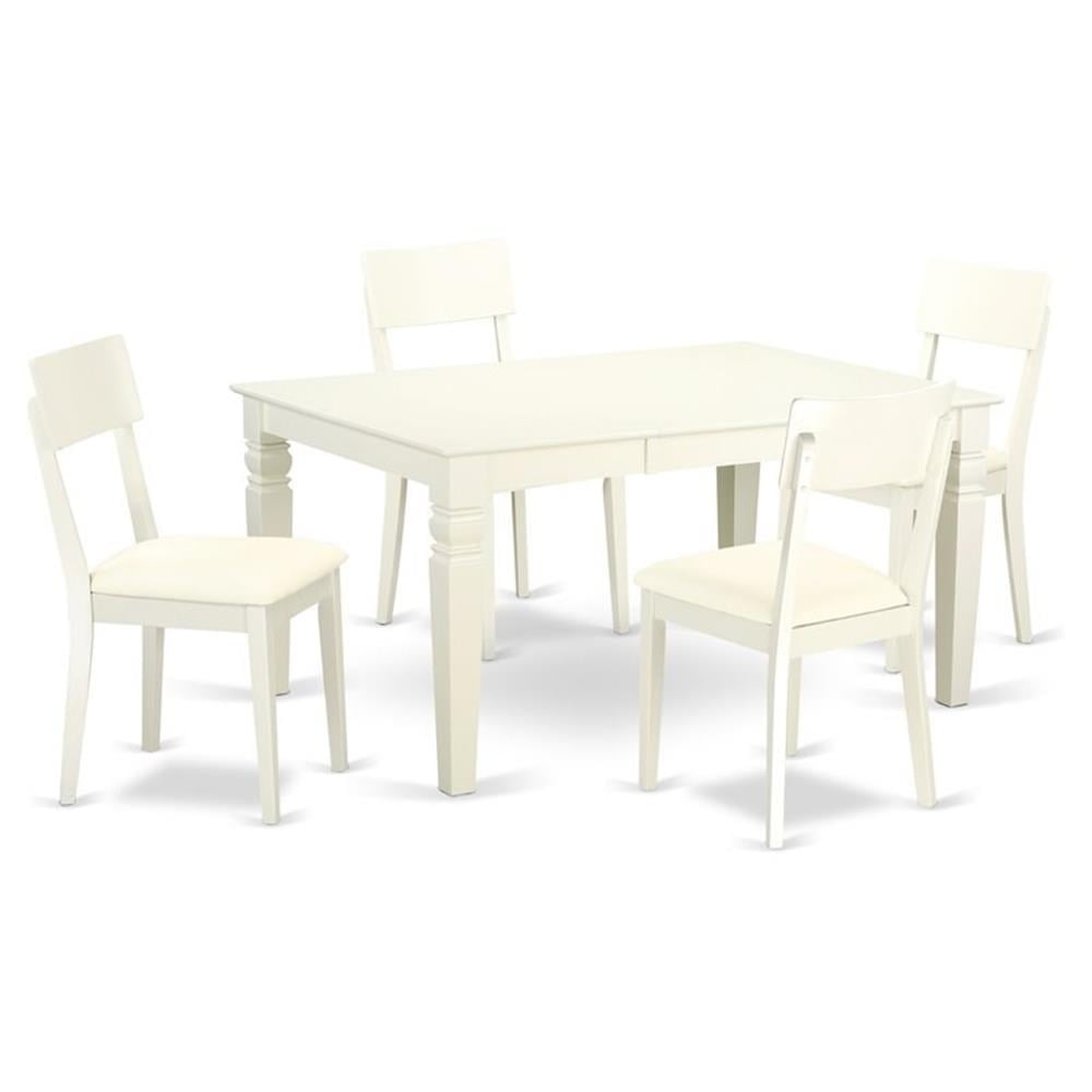 East West Furniture Weston 5-Piece Wood Dining Set With Leather Seat In ... in