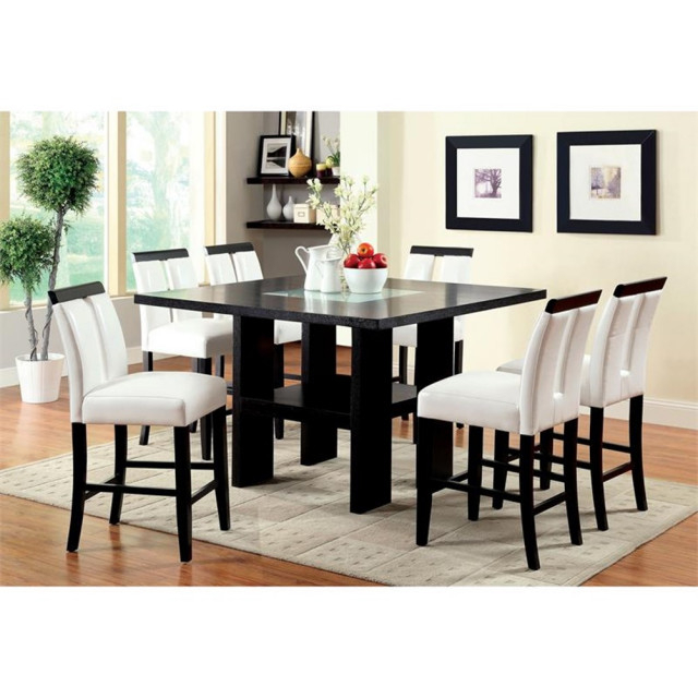 Furniture Of America Jalen Wood 5-Piece Led Counter Table Set In Black ... with
