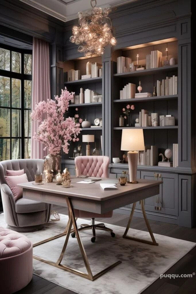 Girly Home Office Ideas: Create A Chic Workspace - Puqqu | Feminine ... pertaining to Discover Chic and Functional Home Office Interior Ideas