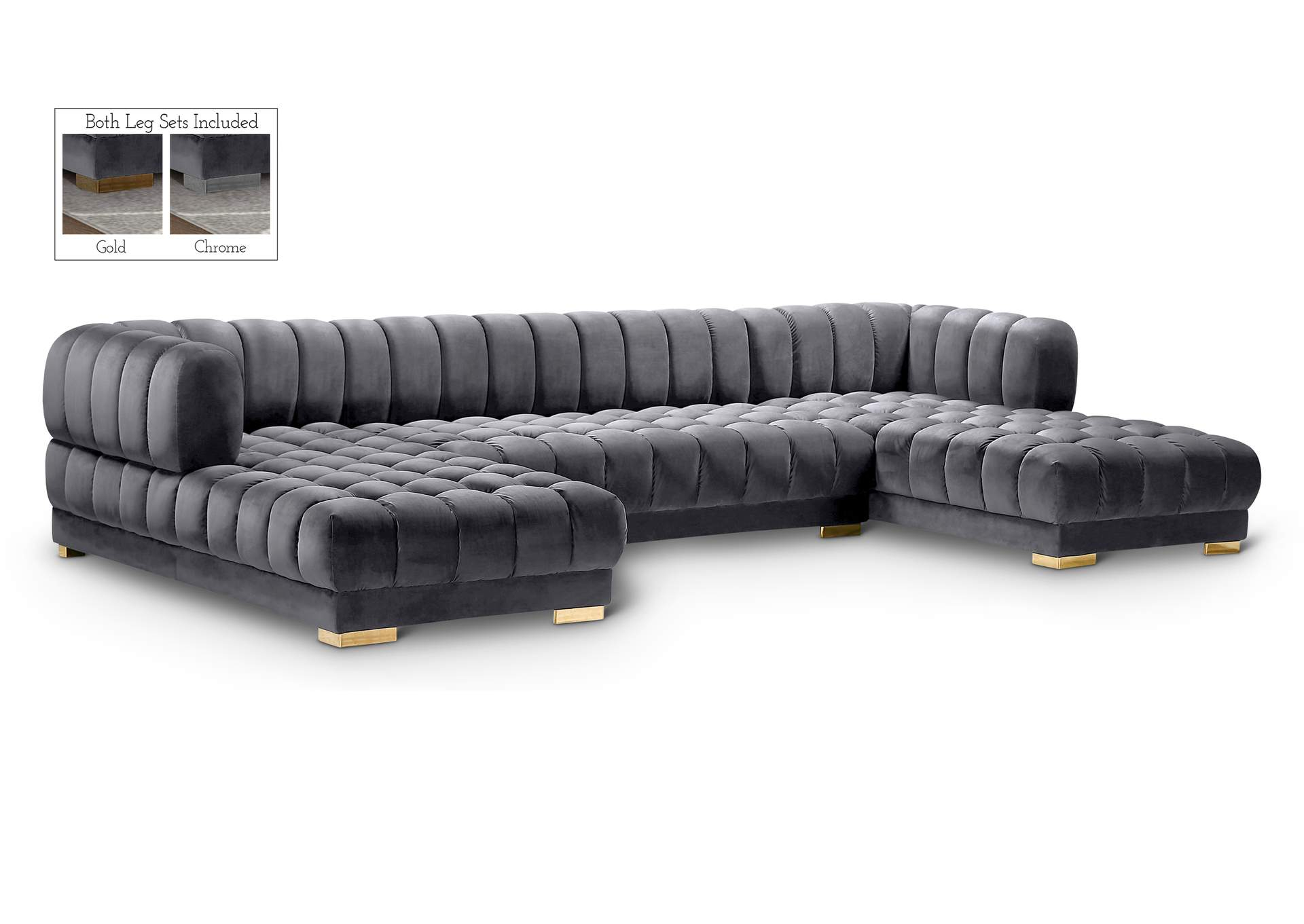 Gwen Grey Velvet 3 Piece Sectional (3 Boxes) in Demystifying Modular Sectionals The Indulge 7-Piece Grey Velvet Experience
