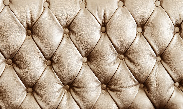 Hd Wallpaper: Tufted Brown Leather, Texture, Upholstery, Sofa ... with