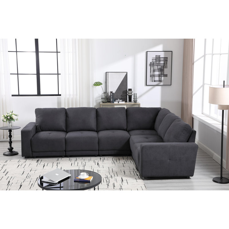 Hokku Designs Ilsegard 118.1&amp;quot; Wide Chenille L-Shaped Upholstered ... regarding What to Consider Before Buying an L-Shaped Upholstered Sectional