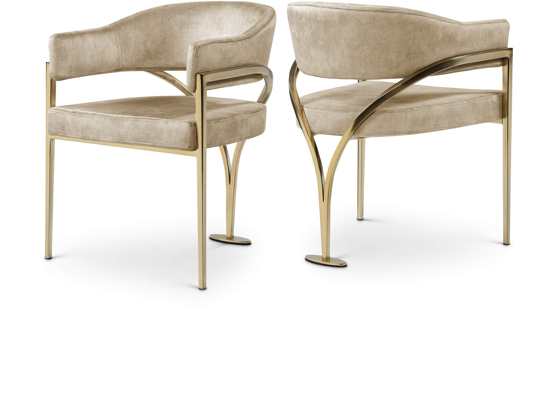 Madelyn Beige Velvet Dining Chair with