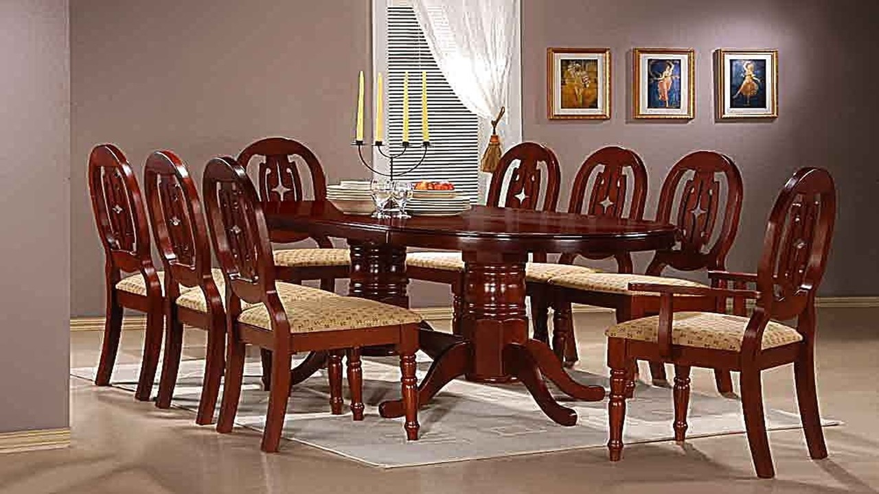 Mahogany Dining Table With 6 Chairs And 2 Carvers - Homegenies within