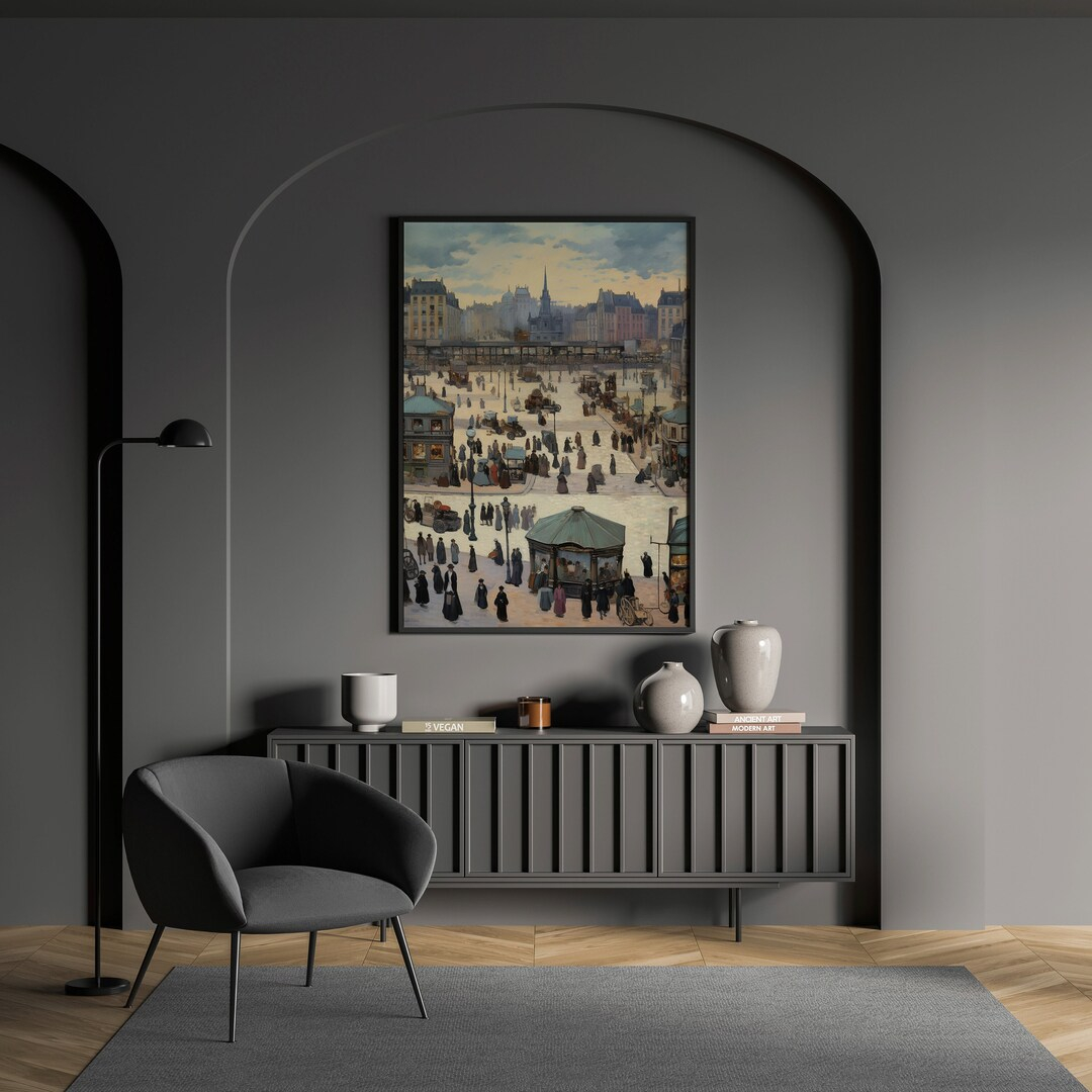 Marketplace Painting, City Market Wall Art, Daily Life Wall Art, Crowd ... with regard to