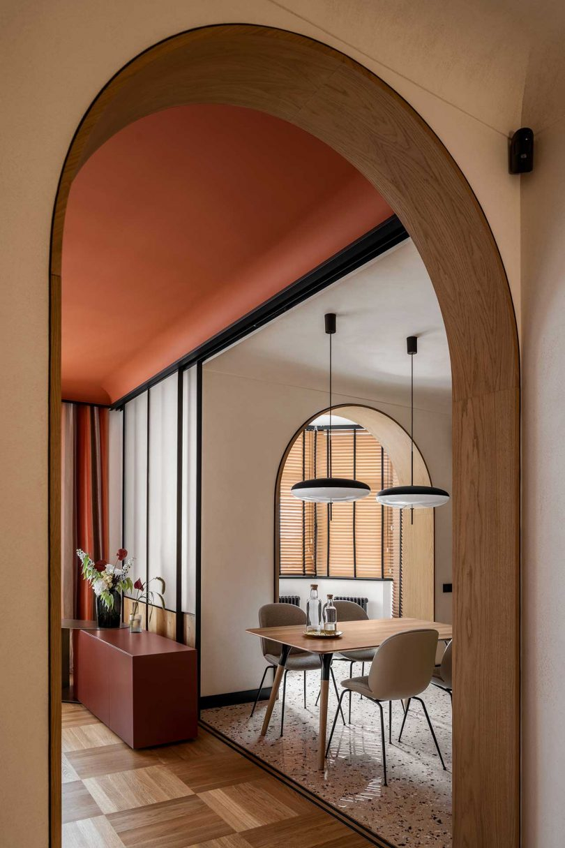 Modern Kyiv Apartment With Arches And Shades Of Persimmon throughout
