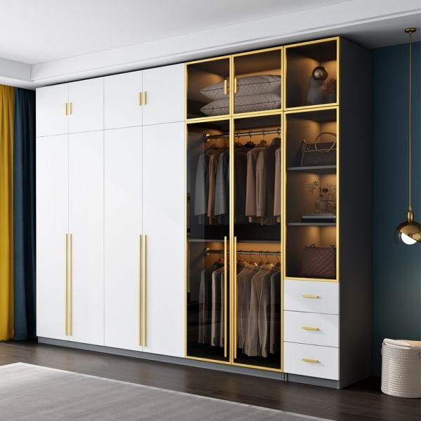 Modern Wood And Glass Wardrobe Freestanding Wardrobe With Soft Close ... in