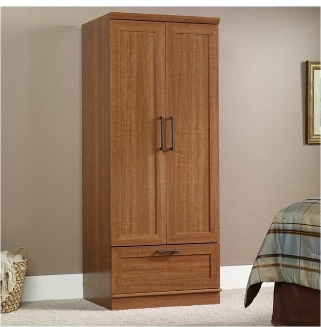 Pemberly Row Modern 71&amp;quot;H Engineered Wood 1-Drawer Wardrobe Armoire In ... with The Art of Organizing A Deep Dive into the Pemberly Row Salt Oak Armoire