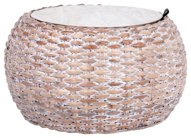 Safavieh Klarysa Wood And Rattan Coffee, White Washed, #N/A - Tropical ... with