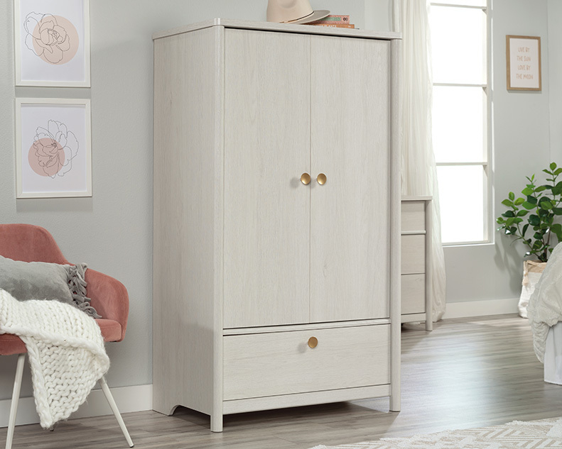 Sauder Dover Edge™ Bedroom Armoire With Drawer In Glacier Oak 432063 with regard to Unpacking the Sauder Dover Edge ArmoireTimber Oak Your Guide to Assembly and Style